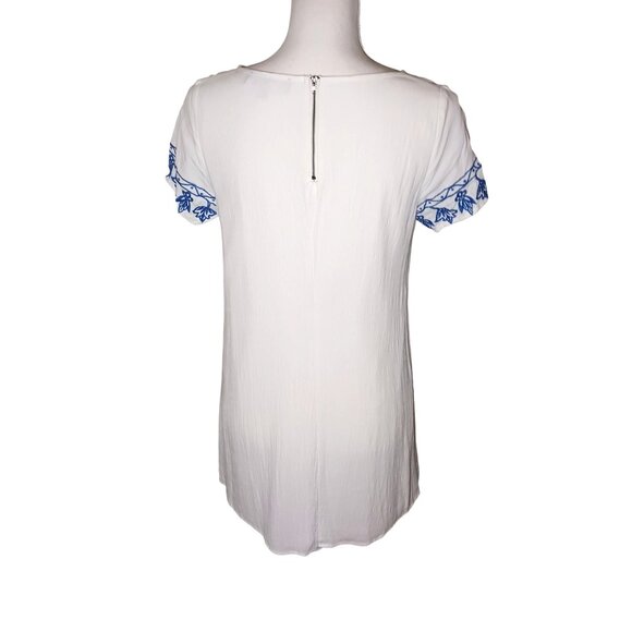 Lulus Tale to‎ Tell Embroidered Shift Mini Dress White & Blue Size S - Picture 8 of 14